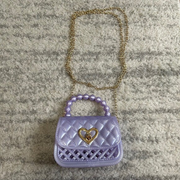 Lavender Purple Micro Purse w Metal Chain Crossbody - Picture 1 of 4